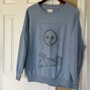 American Eagle Celestial Sun Moon Mountains Crewneck Sweatshirt Size Medium cozy